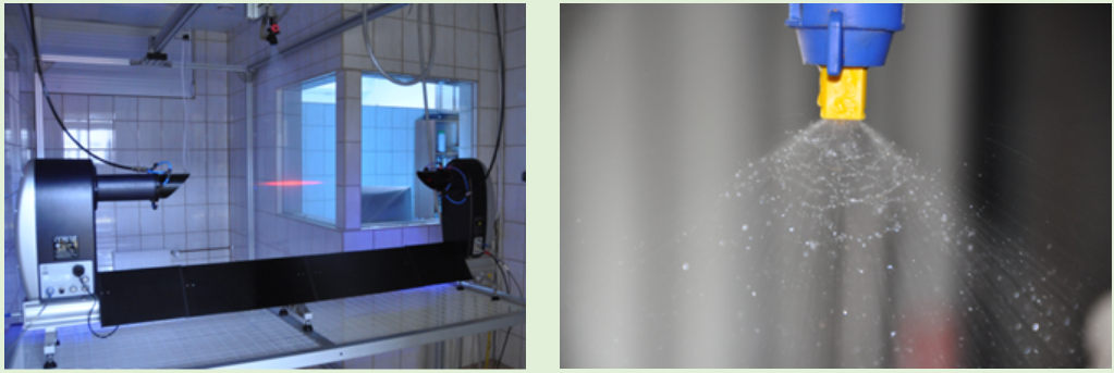 Stand for testing the size of drops produced by agricultural sprayers as a function of pressure and temperature 0